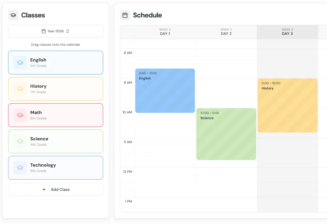 Timetable view