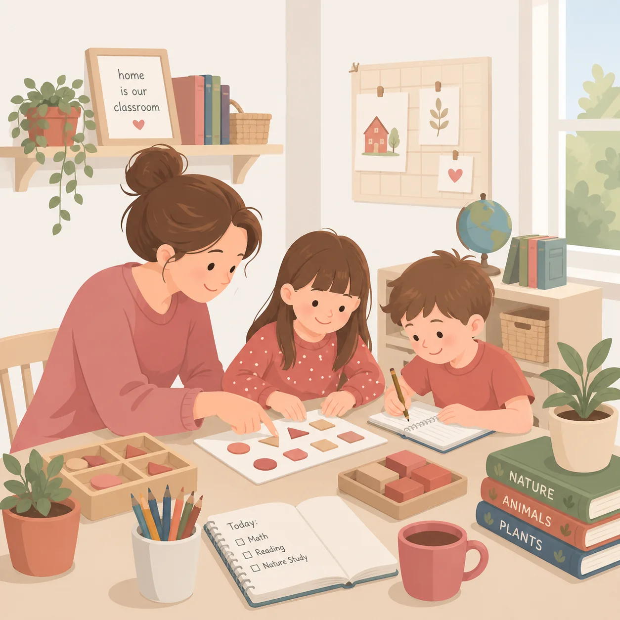 Homeschool parent teaching their child at home